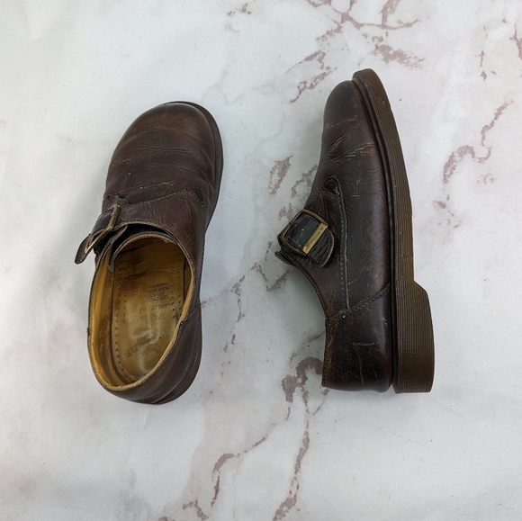 Vtg Dr Martens Shoe Womens 9.5 Leather Monk Strap Buckle Made England Oxford Y2K - Picture 5 of 14